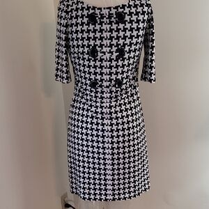 Joseph Ribkoff Black and White Midi Sheath Dress